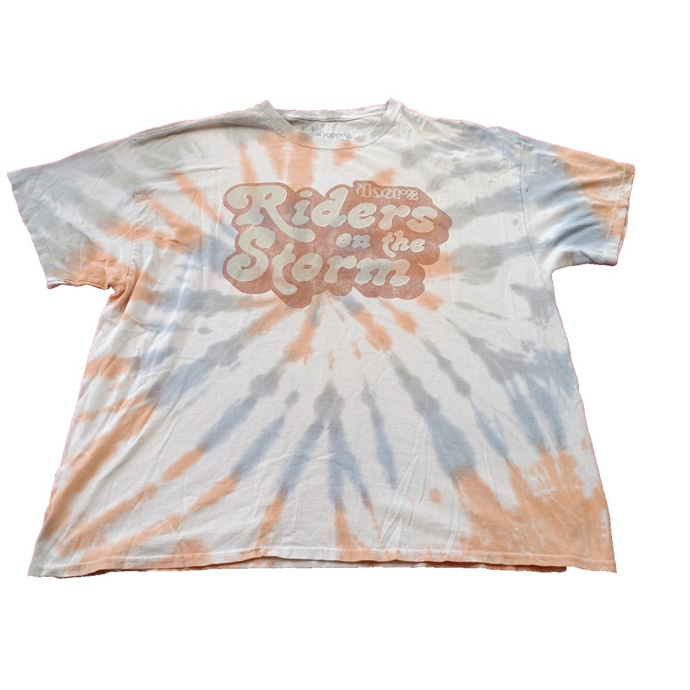 THE DOORS Riders on the Storm Unisex 70s Band Retro Tie-Dye T-Shirt Size S/M